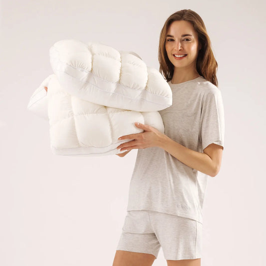 Fluffy PuffGrid Bed Pillow for All Sleepers