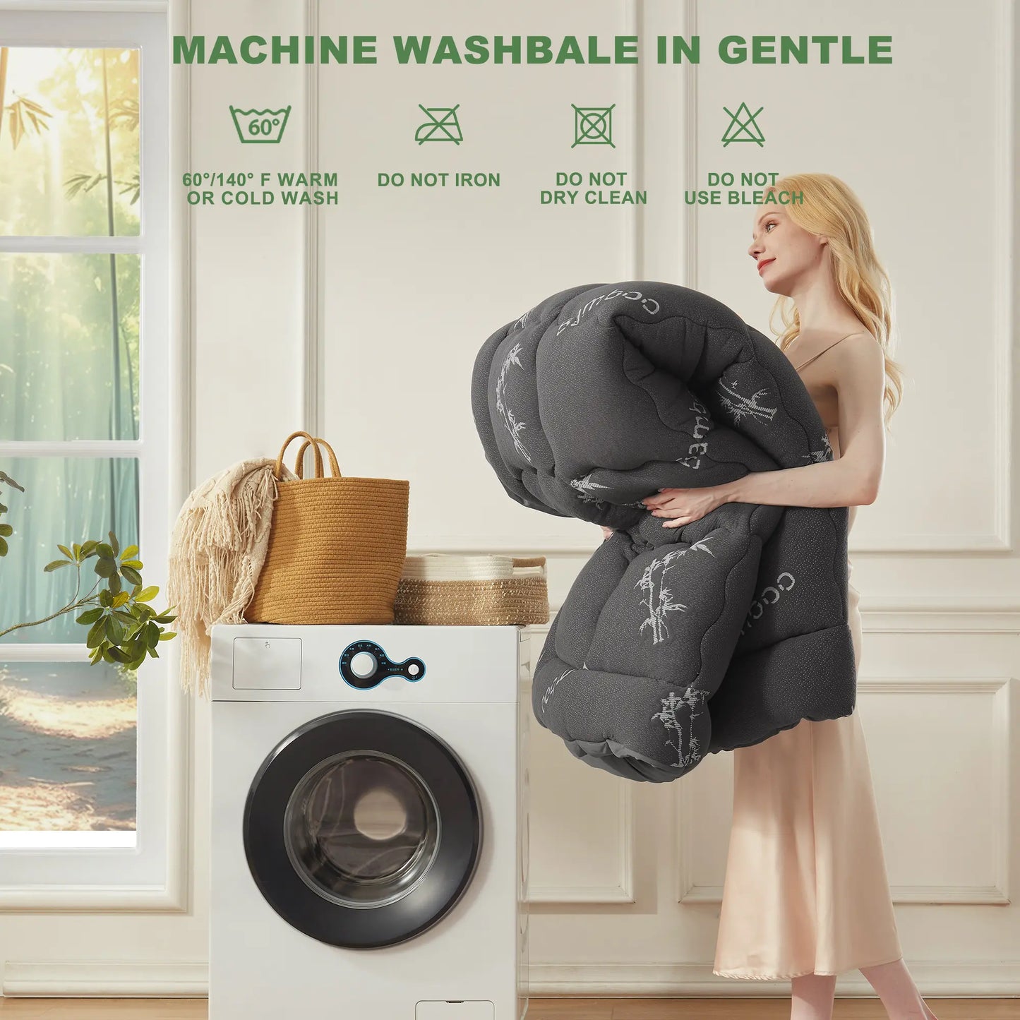 Bamboo Cooling Mattress Topper with Fitted Sheet.